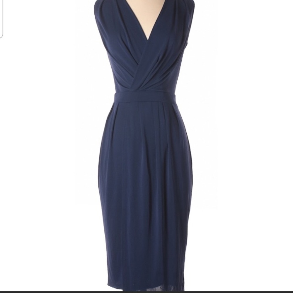 ASOS Navy Wrap Deep V Grecian Midi Dress